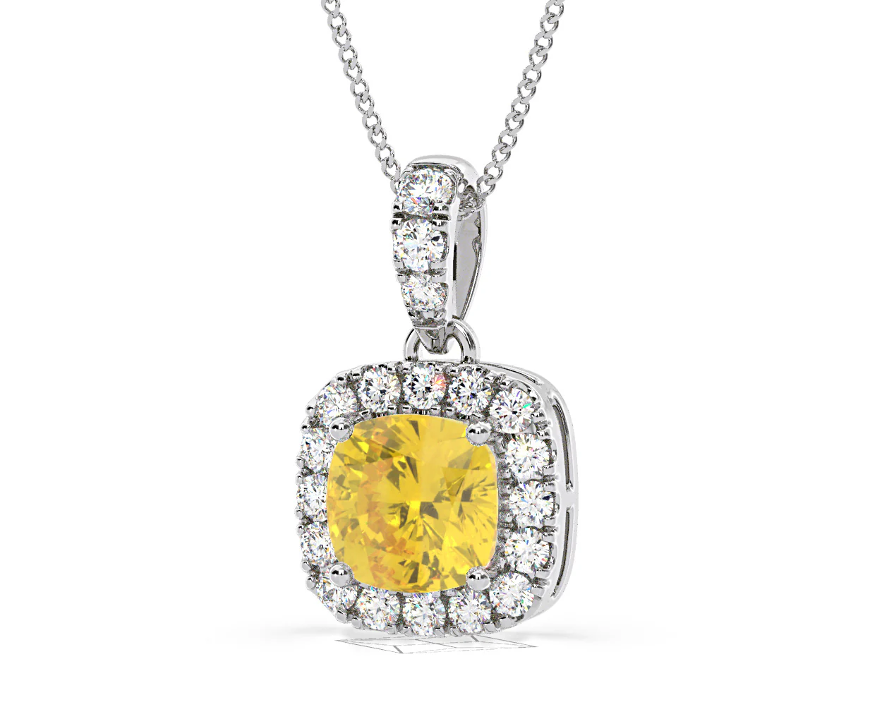 Beatrice Yellow Lab Diamond Cushion Cut Necklace 1.38ct in 18K White Gold - Elara Collection - Image 14