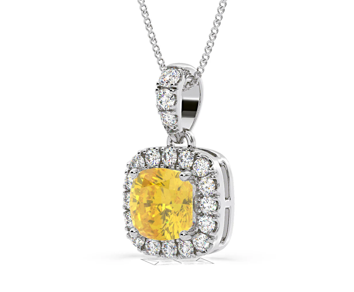 Beatrice Yellow Lab Diamond Cushion Cut Necklace 1.38ct in 18K White Gold - Elara Collection - Image 17
