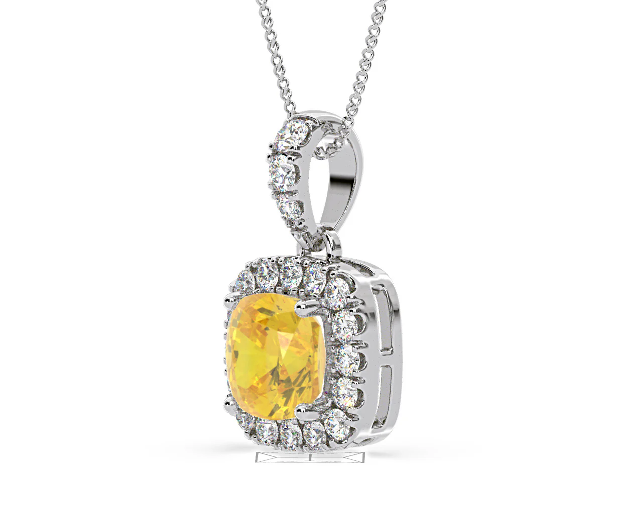 Beatrice Yellow Lab Diamond Cushion Cut Necklace 1.38ct in 18K White Gold - Elara Collection - Image 20