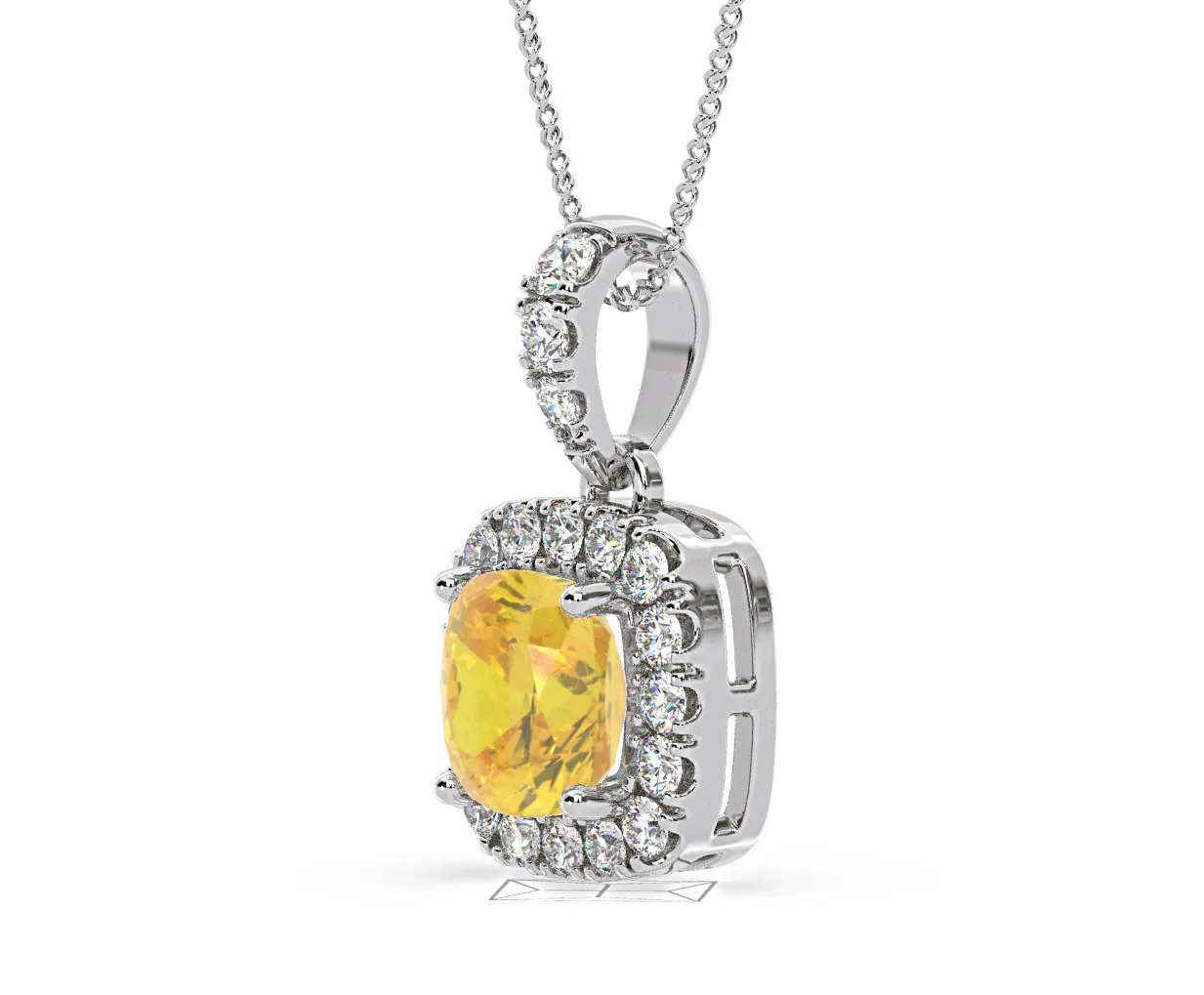 Beatrice Yellow Lab Diamond Cushion Cut Necklace 1.38ct in 18K White Gold - Elara Collection - Image 21