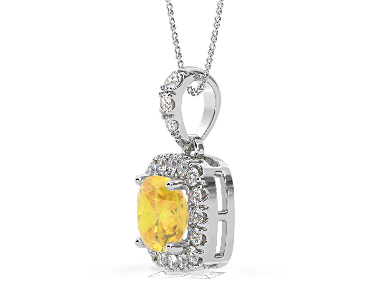 Beatrice Yellow Lab Diamond Cushion Cut Necklace 1.38ct in 18K White Gold - Elara Collection - Image 23