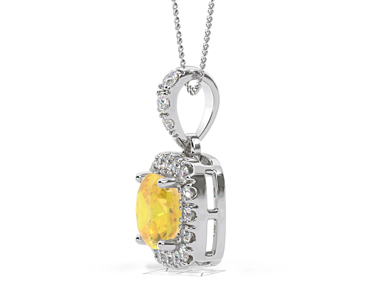Beatrice Yellow Lab Diamond Cushion Cut Necklace 1.38ct in 18K White Gold - Elara Collection - Image 25