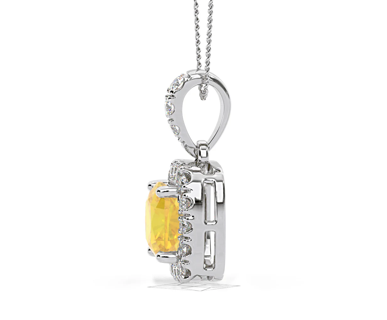 Beatrice Yellow Lab Diamond Cushion Cut Necklace 1.38ct in 18K White Gold - Elara Collection - Image 28