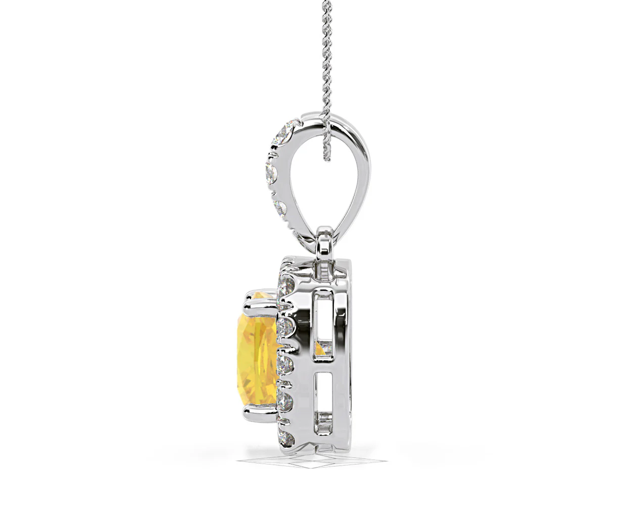 Beatrice Yellow Lab Diamond Cushion Cut Necklace 1.38ct in 18K White Gold - Elara Collection - Image 30