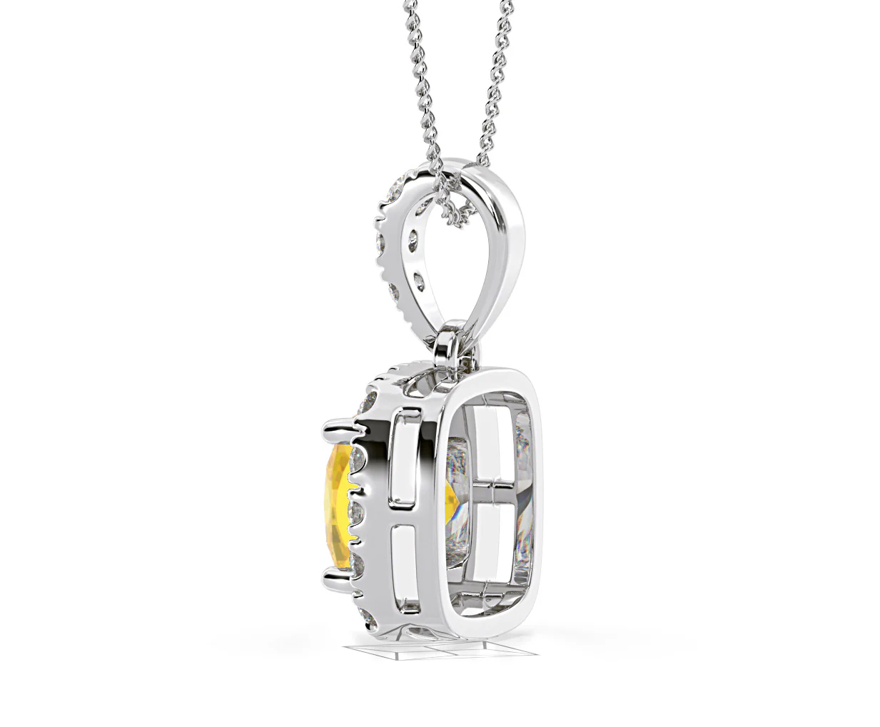 Beatrice Yellow Lab Diamond Cushion Cut Necklace 1.38ct in 18K White Gold - Elara Collection - Image 35