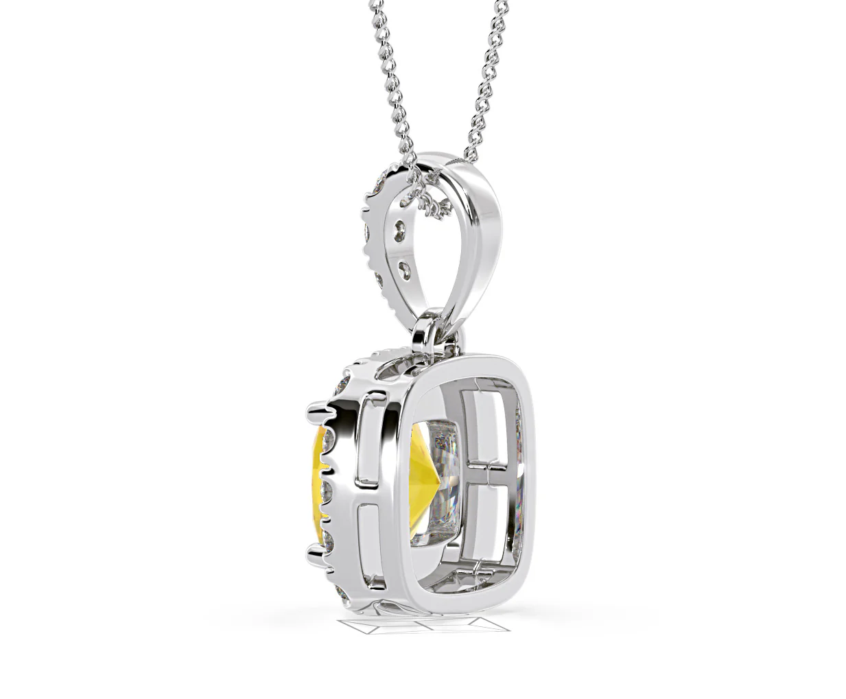 Beatrice Yellow Lab Diamond Cushion Cut Necklace 1.38ct in 18K White Gold - Elara Collection - Image 37