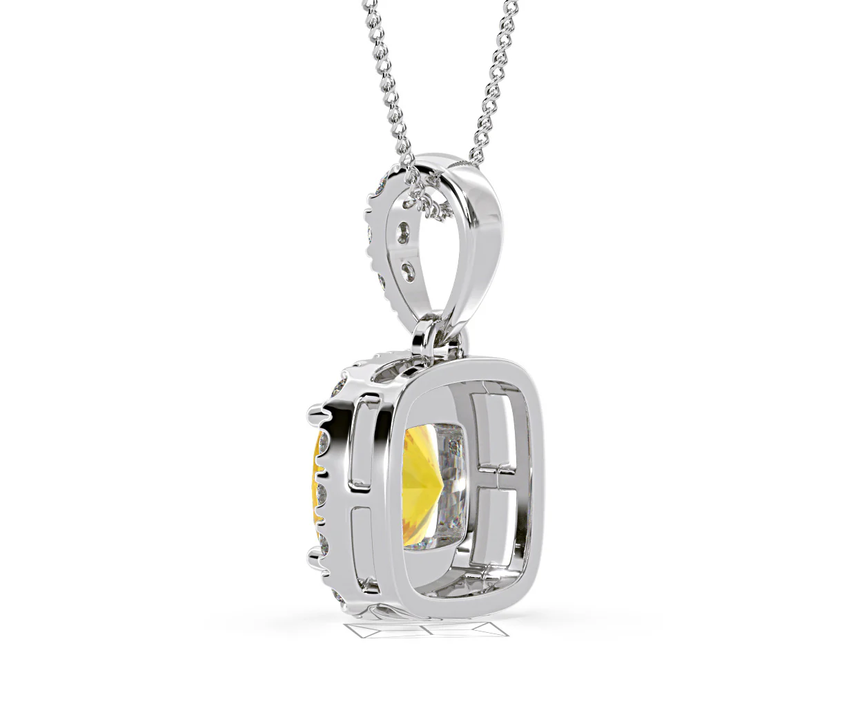 Beatrice Yellow Lab Diamond Cushion Cut Necklace 1.38ct in 18K White Gold - Elara Collection - Image 38