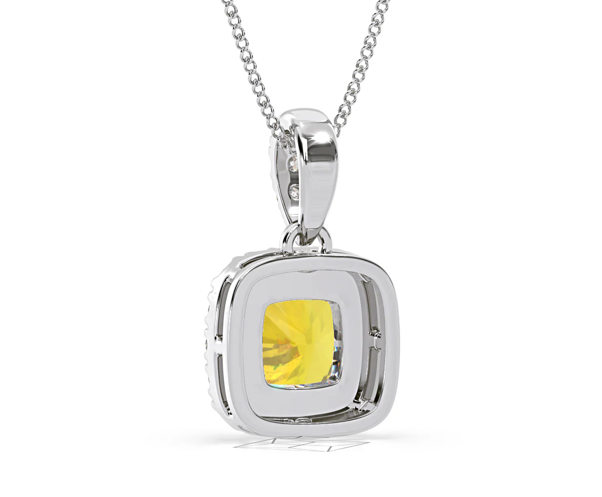 Beatrice Yellow Lab Diamond Cushion Cut Necklace 1.38ct in 18K White Gold - Elara Collection - Image 45