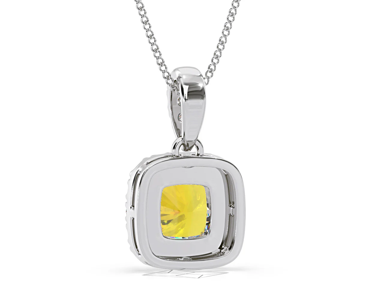 Beatrice Yellow Lab Diamond Cushion Cut Necklace 1.38ct in 18K White Gold - Elara Collection - Image 46