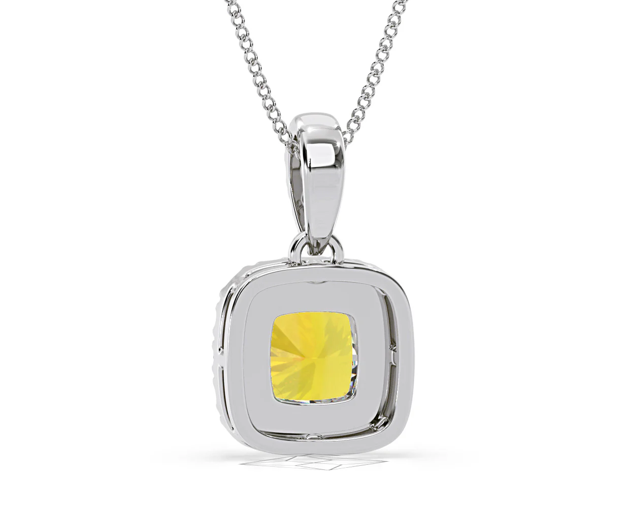 Beatrice Yellow Lab Diamond Cushion Cut Necklace 1.38ct in 18K White Gold - Elara Collection - Image 47