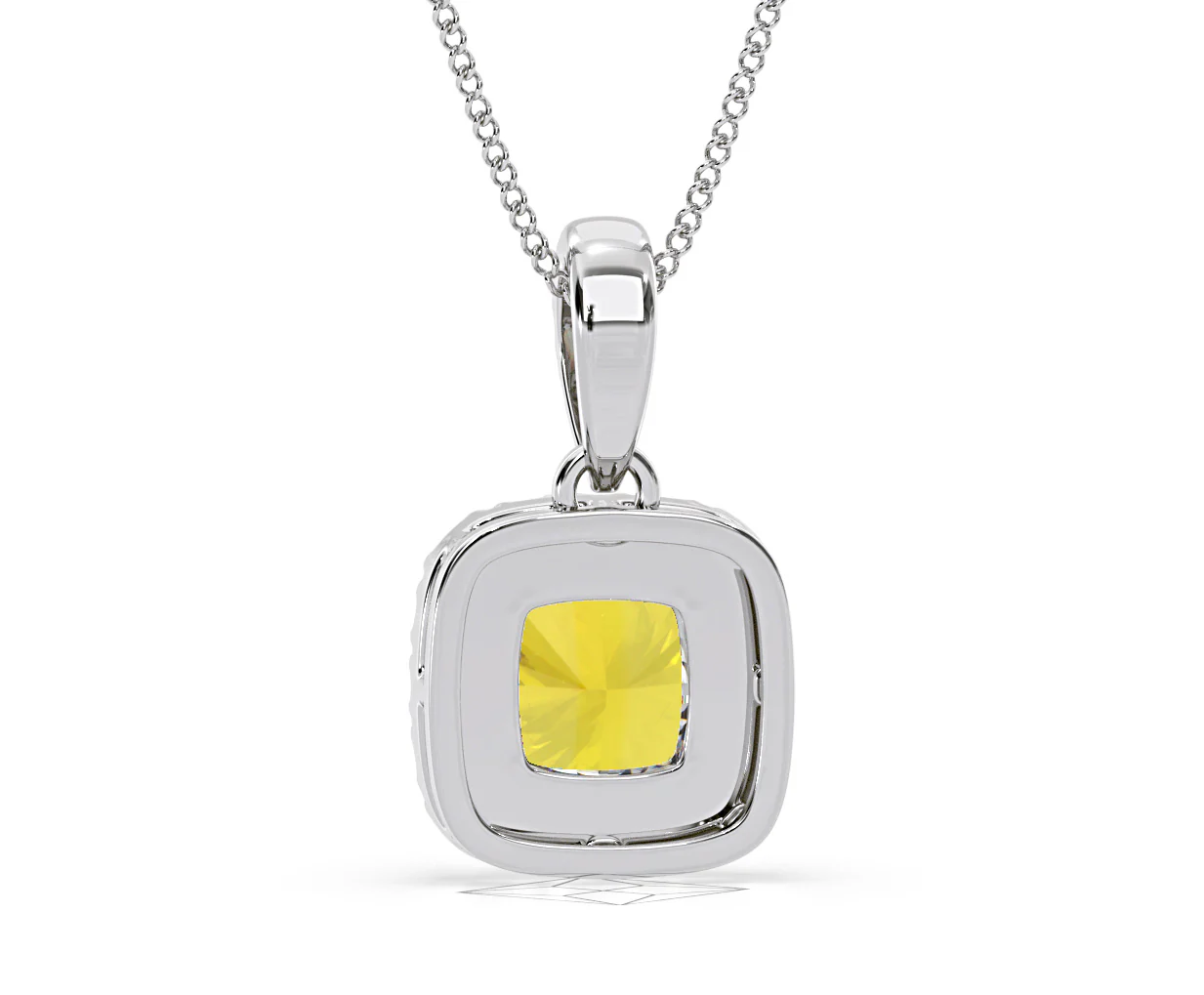 Beatrice Yellow Lab Diamond Cushion Cut Necklace 1.38ct in 18K White Gold - Elara Collection - Image 48