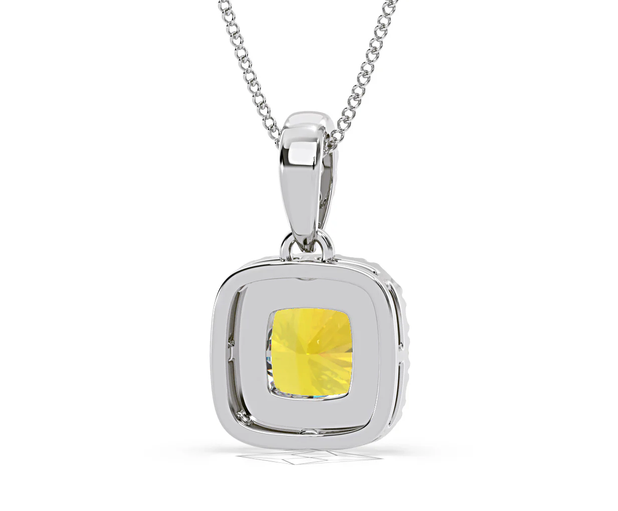 Beatrice Yellow Lab Diamond Cushion Cut Necklace 1.38ct in 18K White Gold - Elara Collection - Image 52