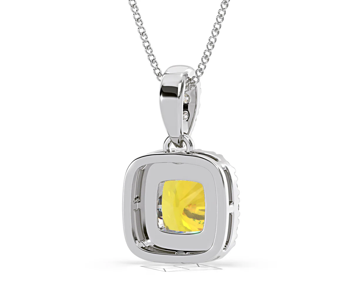 Beatrice Yellow Lab Diamond Cushion Cut Necklace 1.38ct in 18K White Gold - Elara Collection - Image 54