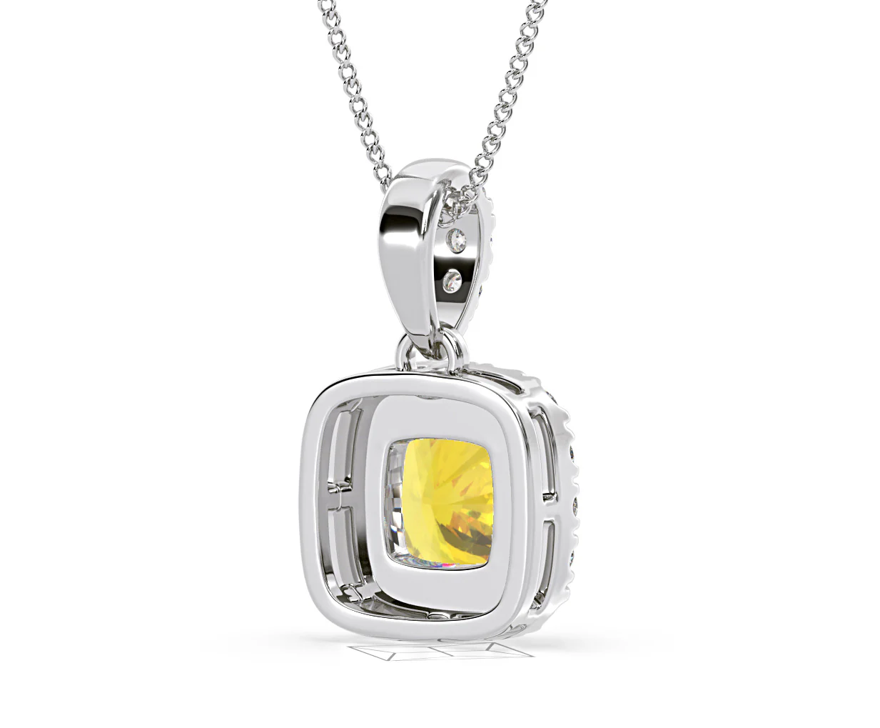 Beatrice Yellow Lab Diamond Cushion Cut Necklace 1.38ct in 18K White Gold - Elara Collection - Image 56