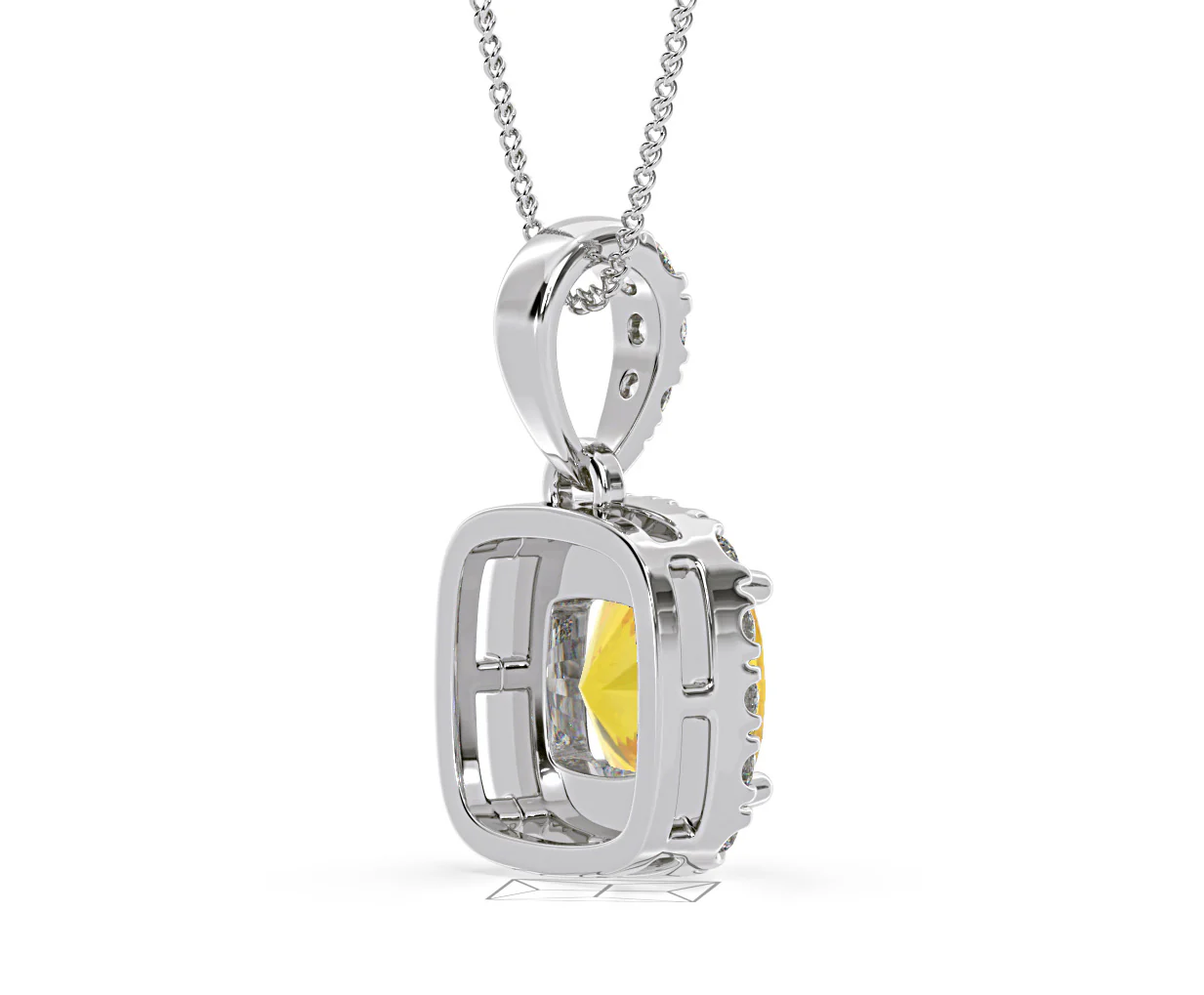 Beatrice Yellow Lab Diamond Cushion Cut Necklace 1.38ct in 18K White Gold - Elara Collection - Image 61