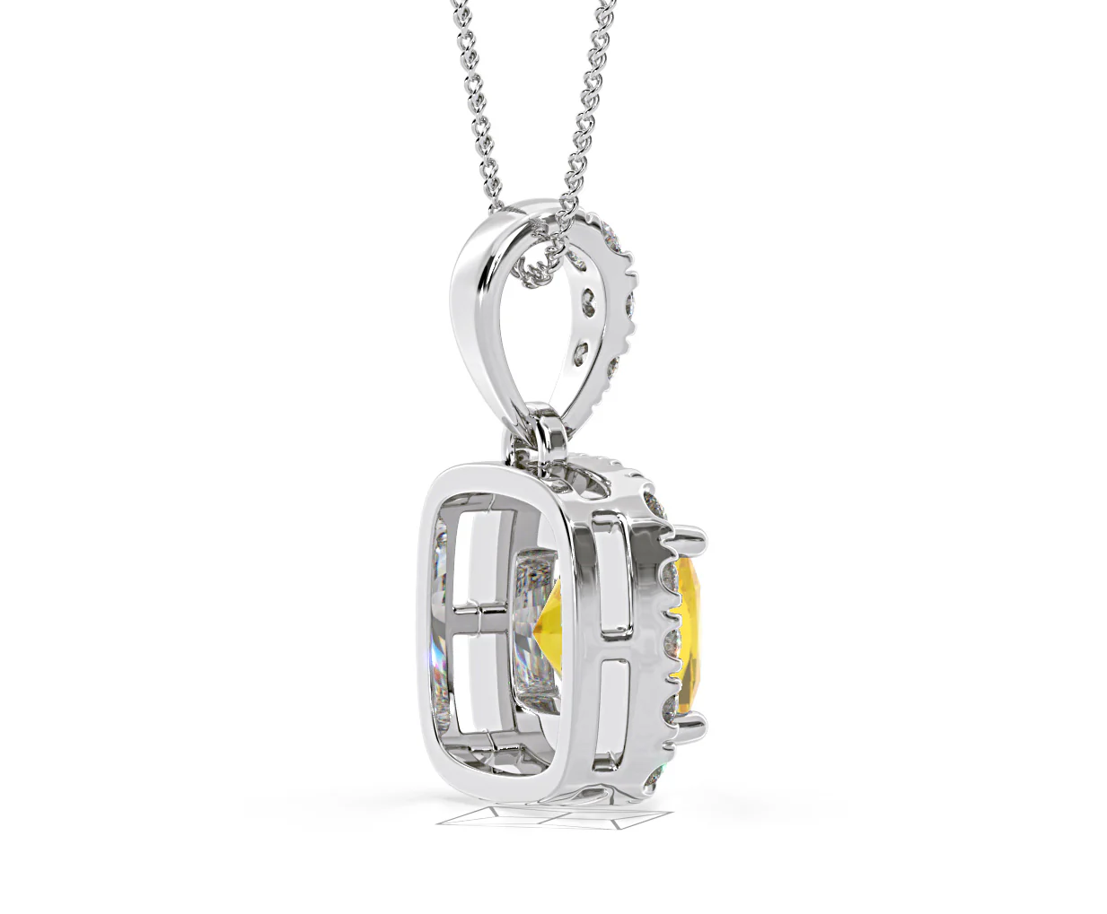 Beatrice Yellow Lab Diamond Cushion Cut Necklace 1.38ct in 18K White Gold - Elara Collection - Image 63