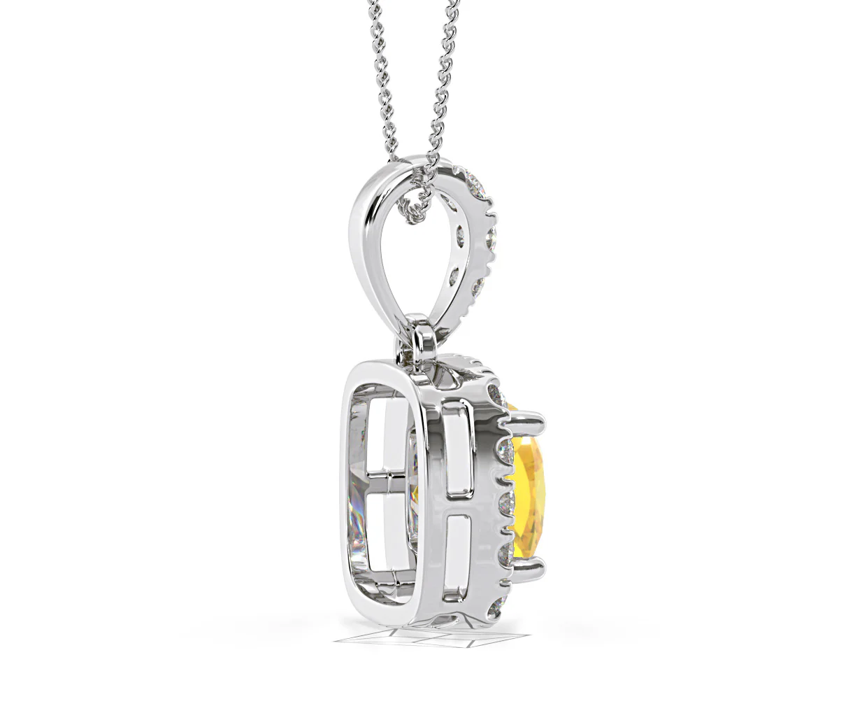 Beatrice Yellow Lab Diamond Cushion Cut Necklace 1.38ct in 18K White Gold - Elara Collection - Image 65