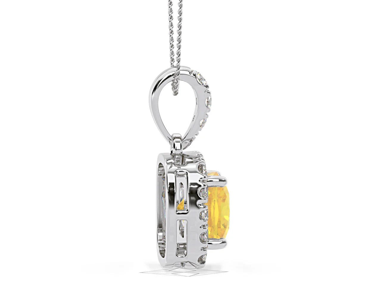 Beatrice Yellow Lab Diamond Cushion Cut Necklace 1.38ct in 18K White Gold - Elara Collection - Image 68