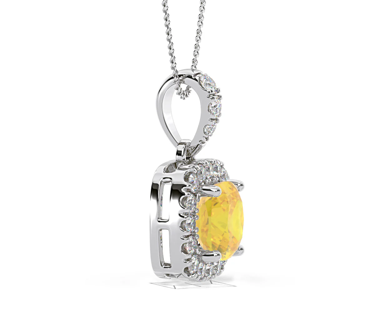 Beatrice Yellow Lab Diamond Cushion Cut Necklace 1.38ct in 18K White Gold - Elara Collection - Image 74