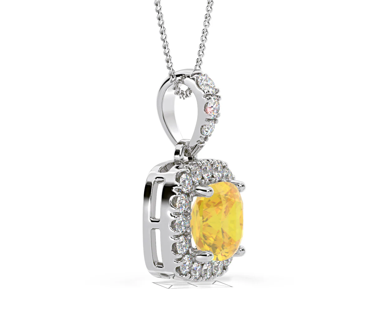 Beatrice Yellow Lab Diamond Cushion Cut Necklace 1.38ct in 18K White Gold - Elara Collection - Image 76