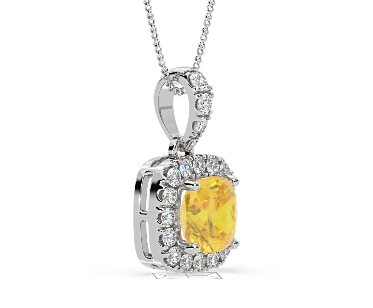 Beatrice Yellow Lab Diamond Cushion Cut Necklace 1.38ct in 18K White Gold - Elara Collection - Image 78