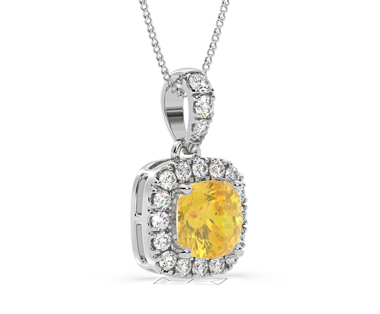 Beatrice Yellow Lab Diamond Cushion Cut Necklace 1.38ct in 18K White Gold - Elara Collection - Image 81