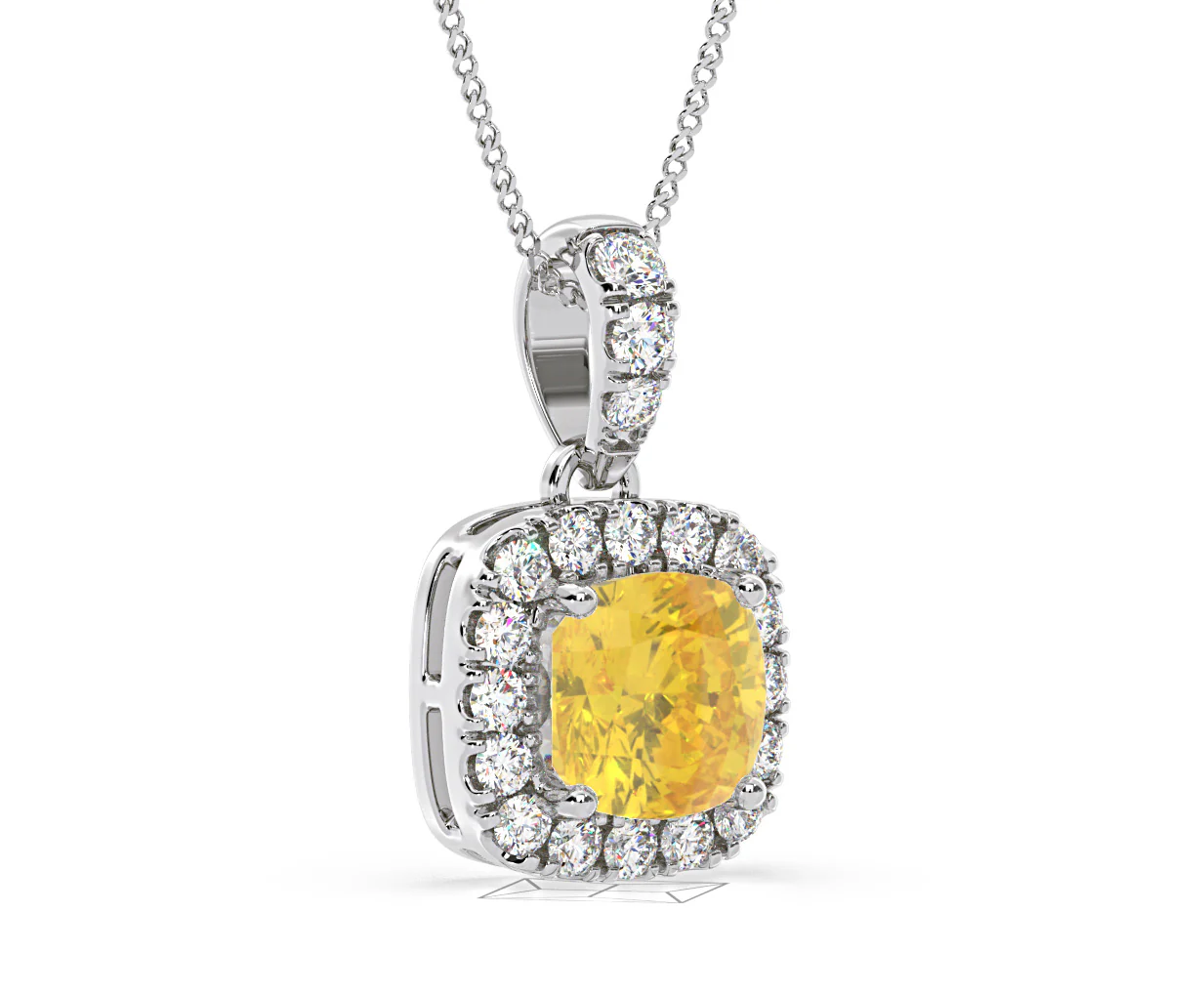 Beatrice Yellow Lab Diamond Cushion Cut Necklace 1.38ct in 18K White Gold - Elara Collection - Image 82
