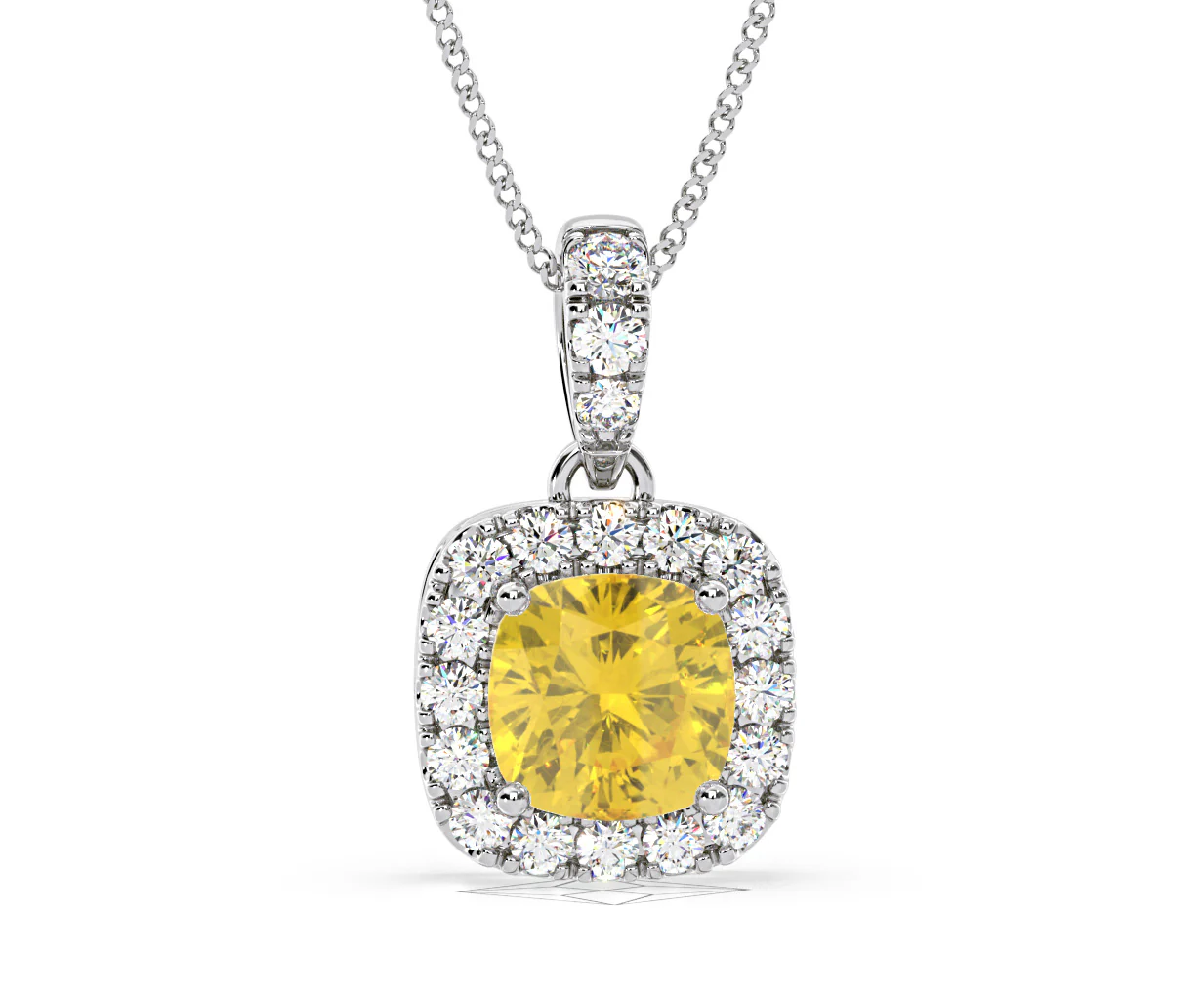 Beatrice Yellow Lab Diamond Cushion Cut Necklace 1.38ct in 18K White Gold - Elara Collection - Image 88