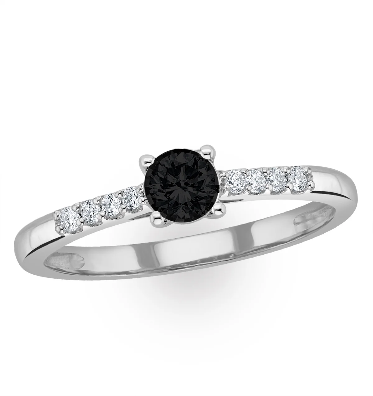 Black Diamond and Lab Diamond Engagement Ring 0.25ct in 9K White Gold - Image 3