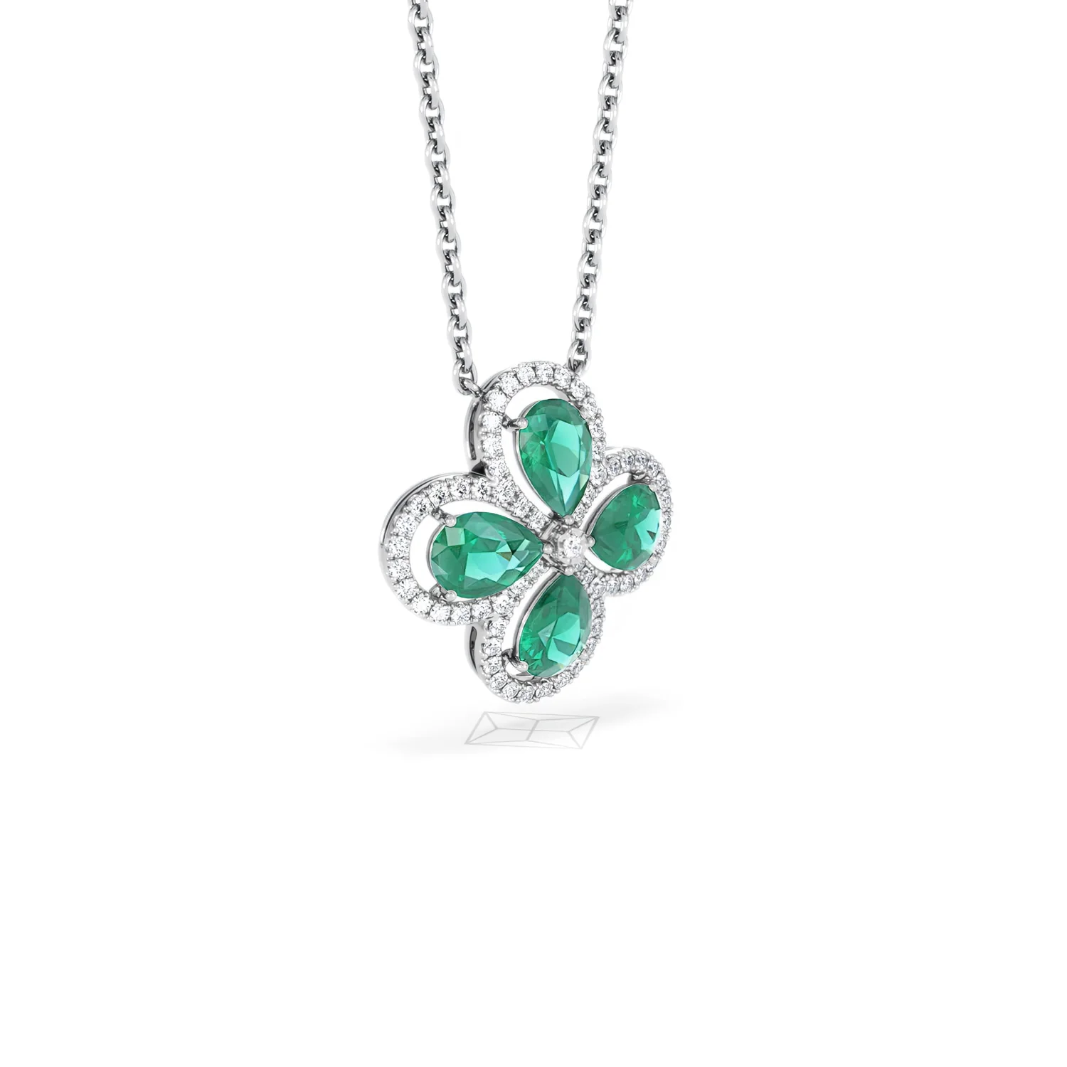 Bloom 3.20ct Lab Emerald and Lab Diamond Necklace in 18K White Gold - Image 17