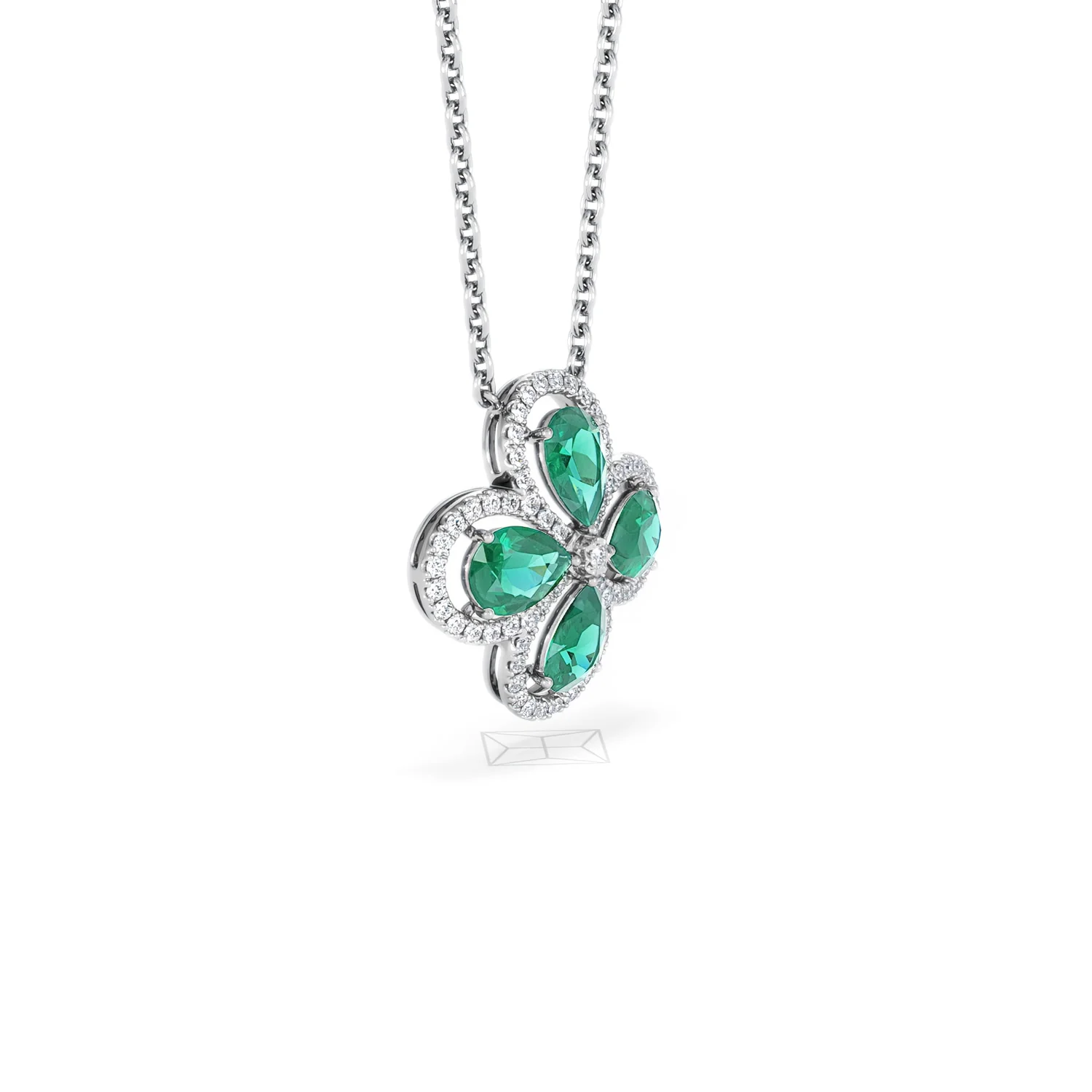 Bloom 3.20ct Lab Emerald and Lab Diamond Necklace in 18K White Gold - Image 20