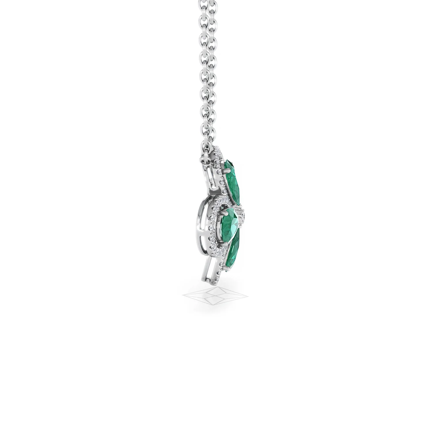 Bloom 3.20ct Lab Emerald and Lab Diamond Necklace in 18K White Gold - Image 28