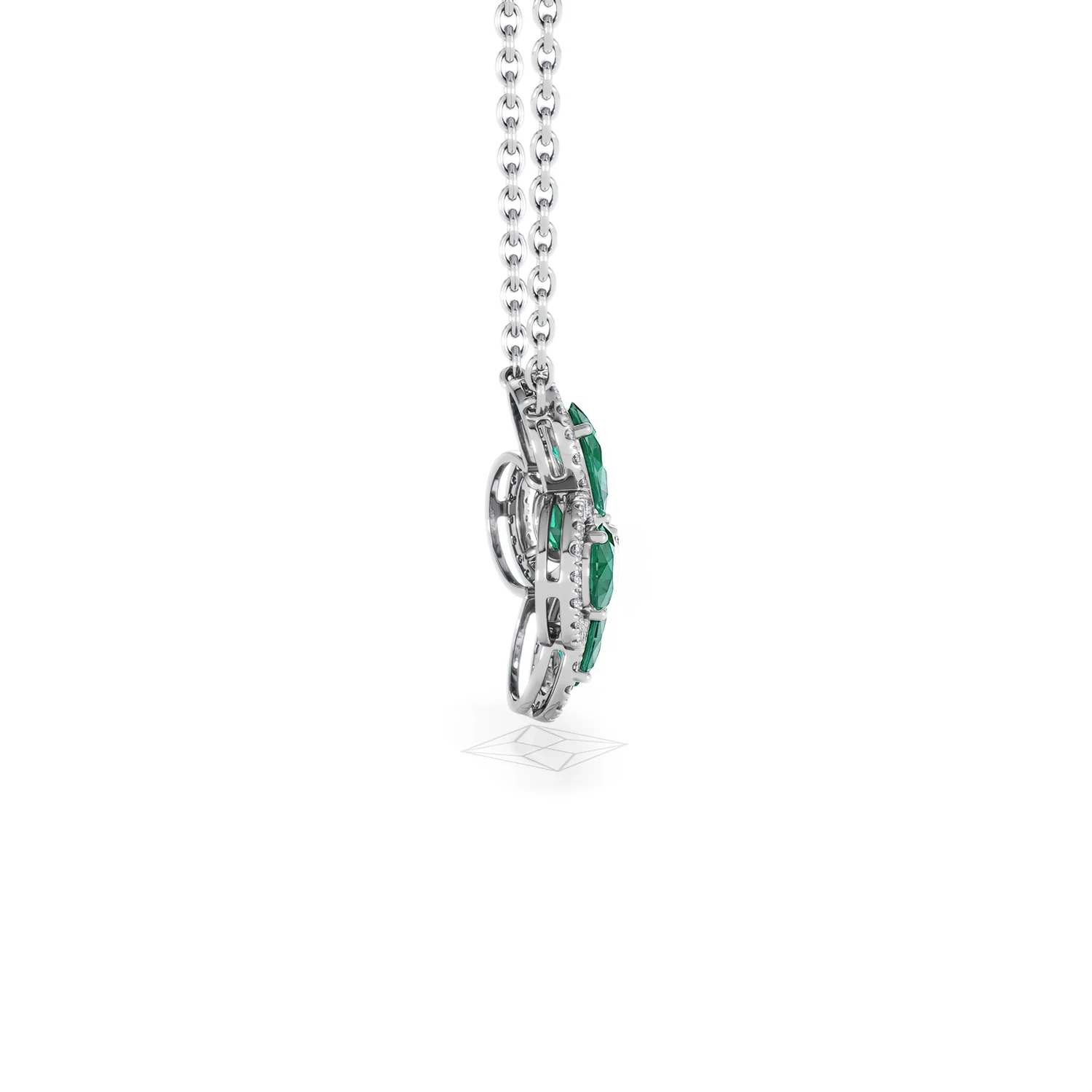 Bloom 3.20ct Lab Emerald and Lab Diamond Necklace in 18K White Gold - Image 31