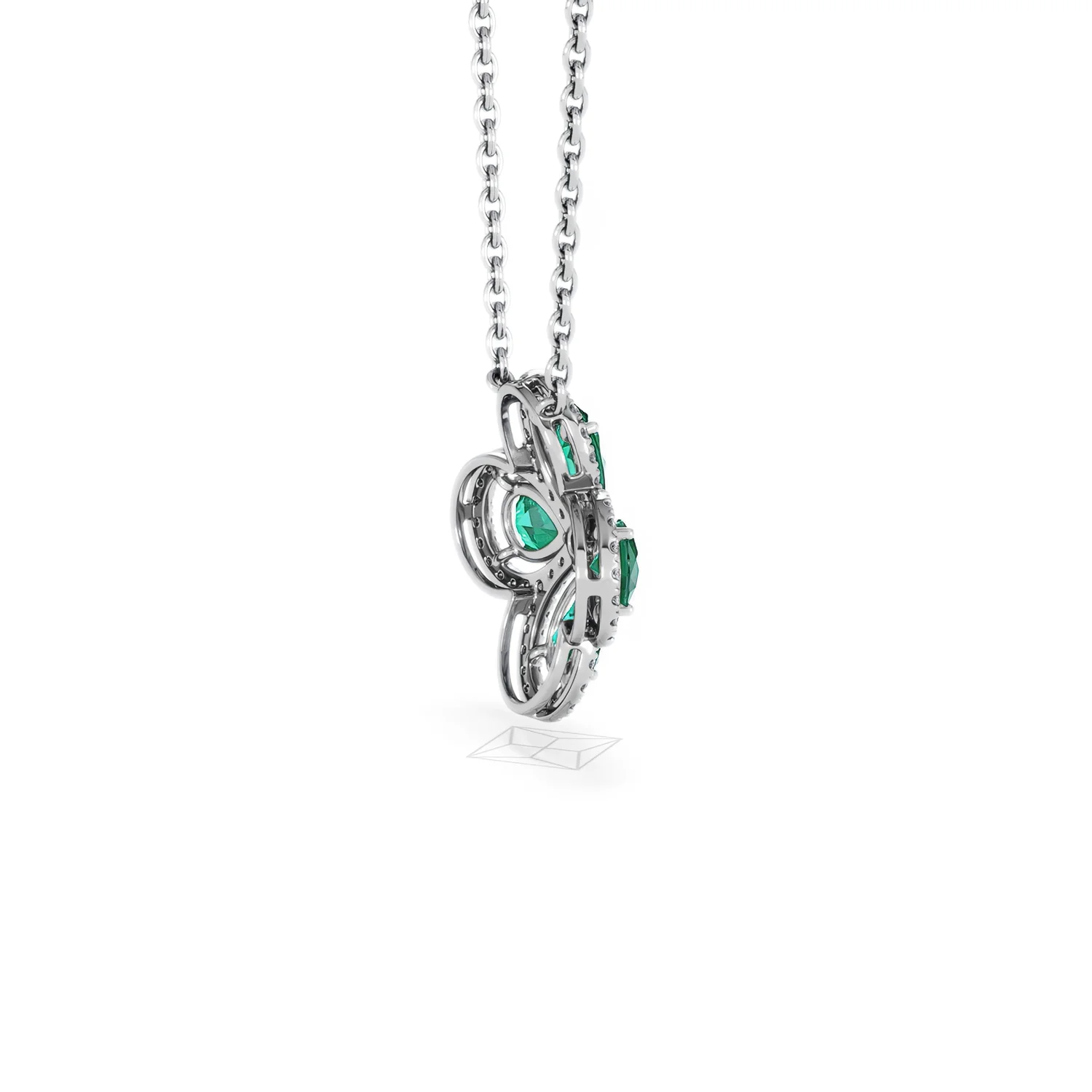 Bloom 3.20ct Lab Emerald and Lab Diamond Necklace in 18K White Gold - Image 34