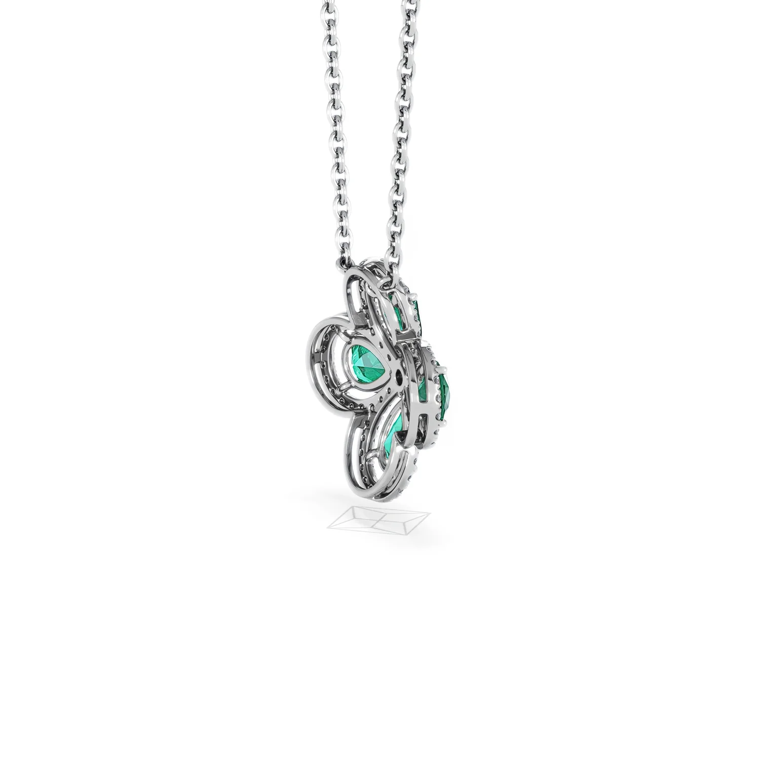 Bloom 3.20ct Lab Emerald and Lab Diamond Necklace in 18K White Gold - Image 35