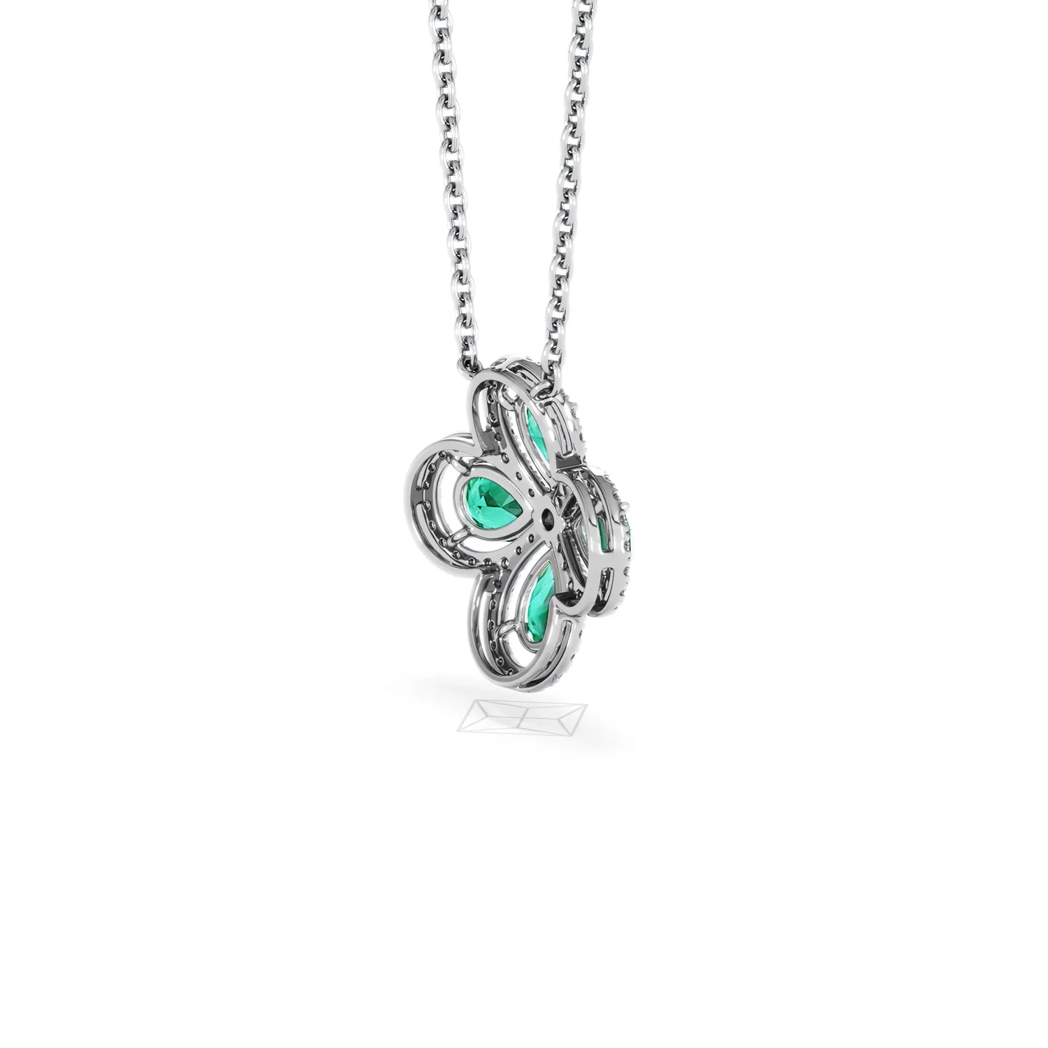 Bloom 3.20ct Lab Emerald and Lab Diamond Necklace in 18K White Gold - Image 37