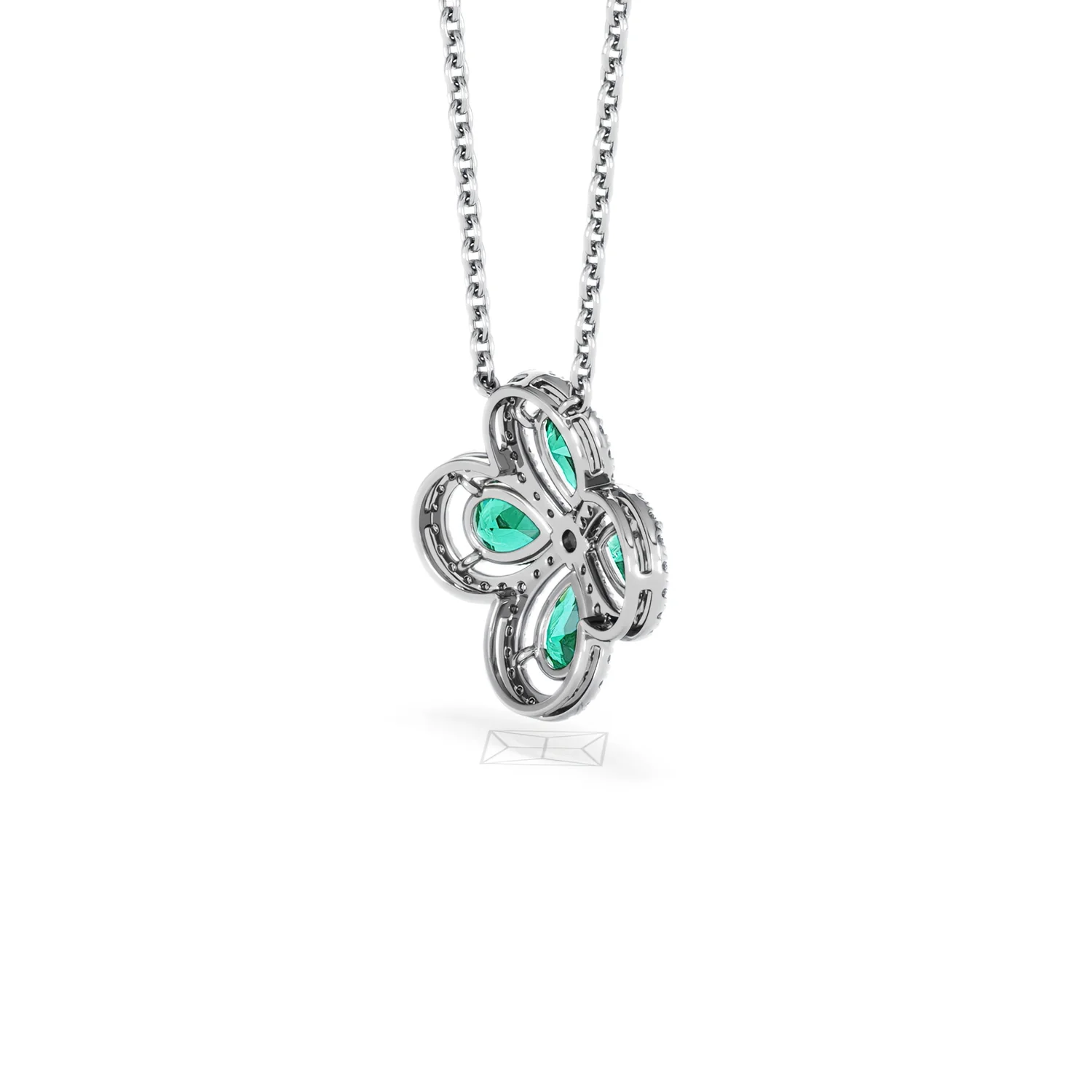 Bloom 3.20ct Lab Emerald and Lab Diamond Necklace in 18K White Gold - Image 38