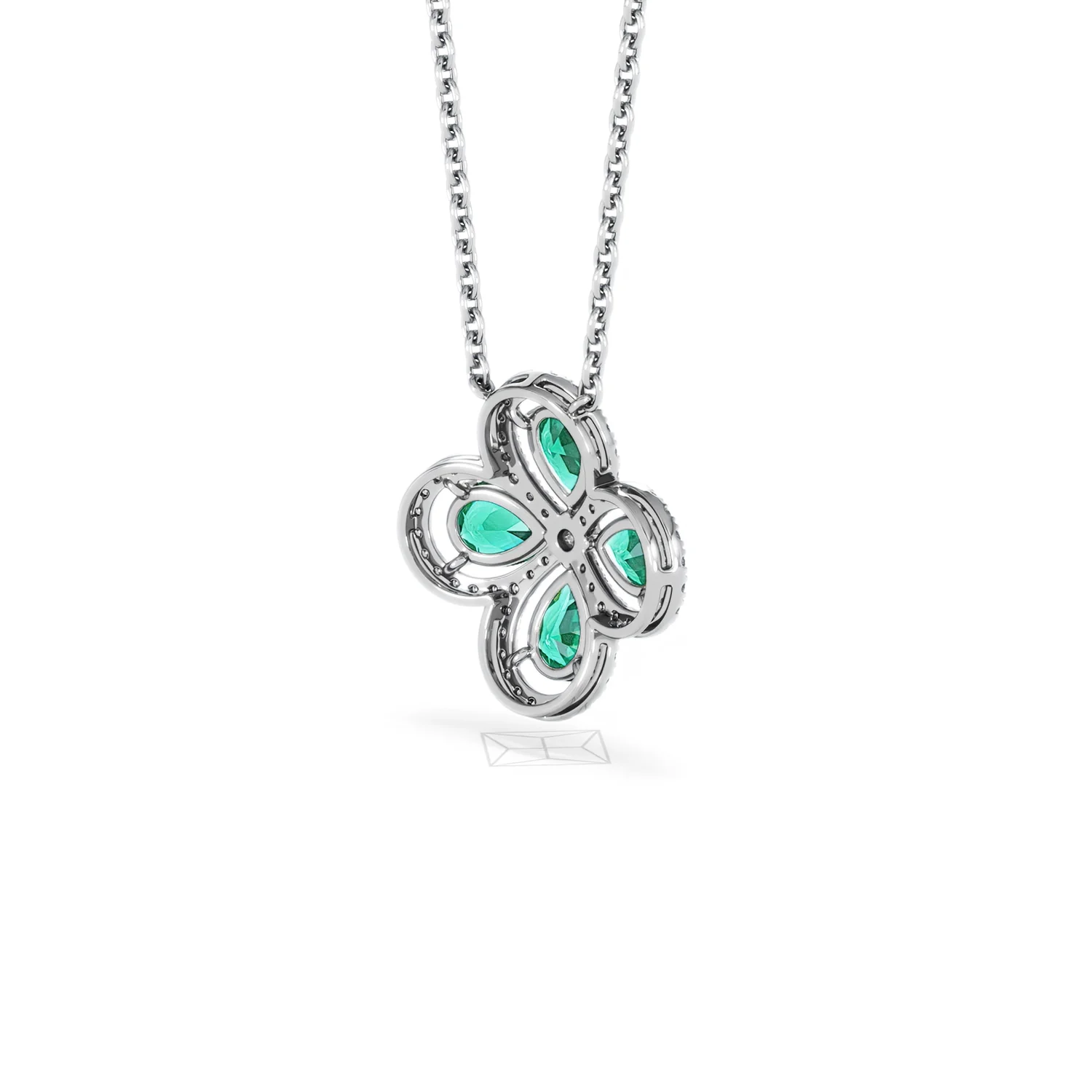 Bloom 3.20ct Lab Emerald and Lab Diamond Necklace in 18K White Gold - Image 40