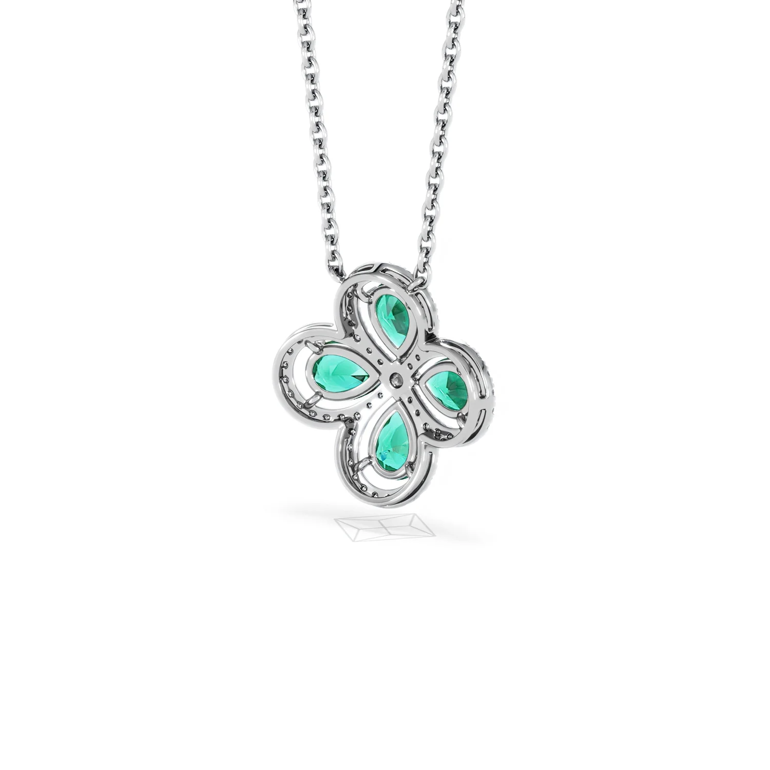 Bloom 3.20ct Lab Emerald and Lab Diamond Necklace in 18K White Gold - Image 42