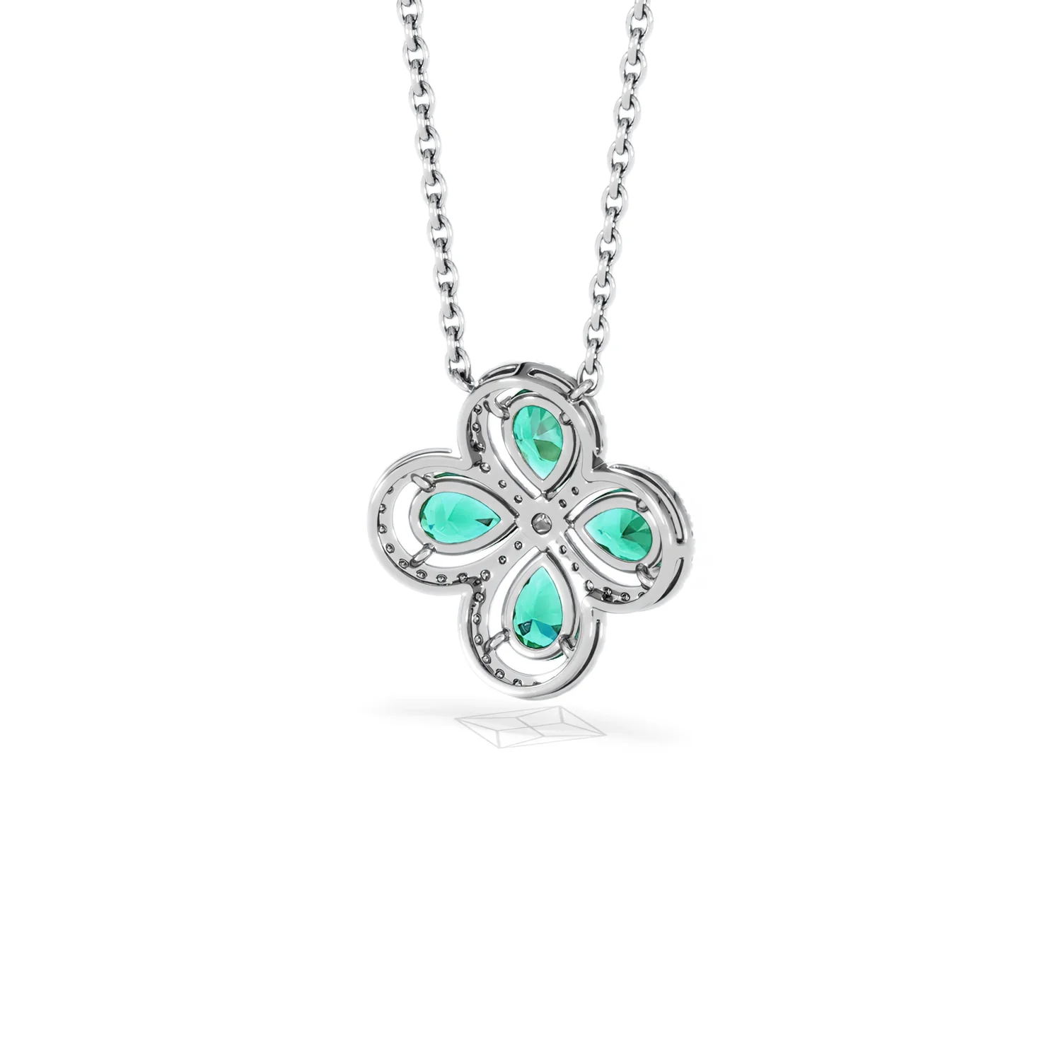 Bloom 3.20ct Lab Emerald and Lab Diamond Necklace in 18K White Gold - Image 44