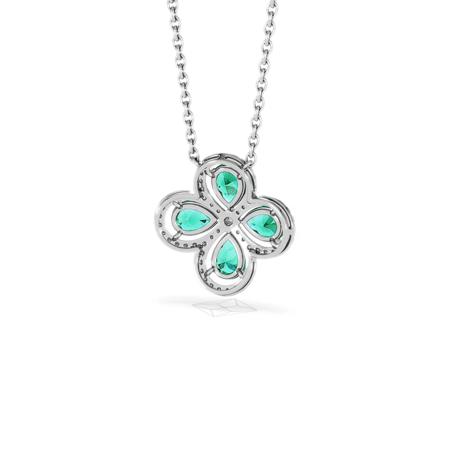 Bloom 3.20ct Lab Emerald and Lab Diamond Necklace in 18K White Gold - Image 45