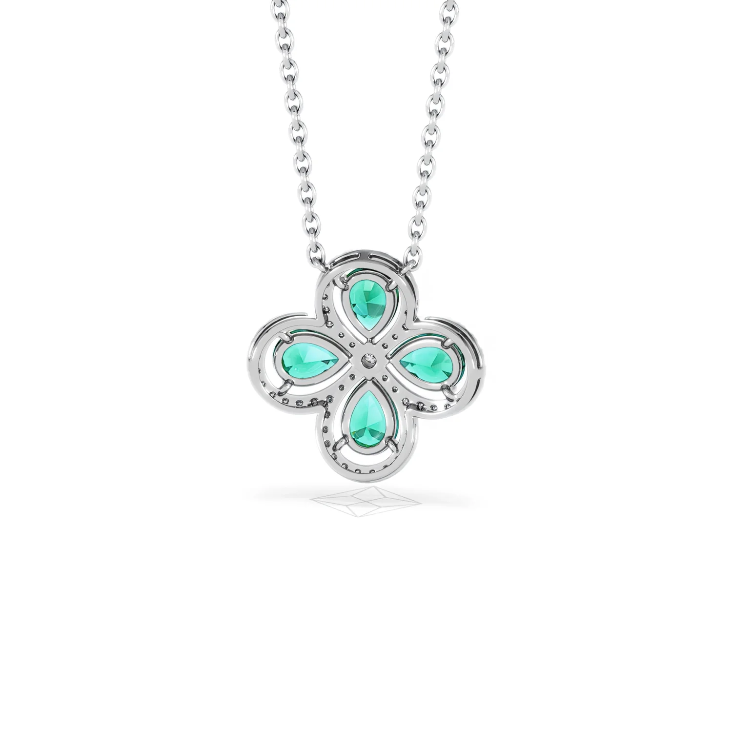 Bloom 3.20ct Lab Emerald and Lab Diamond Necklace in 18K White Gold - Image 47