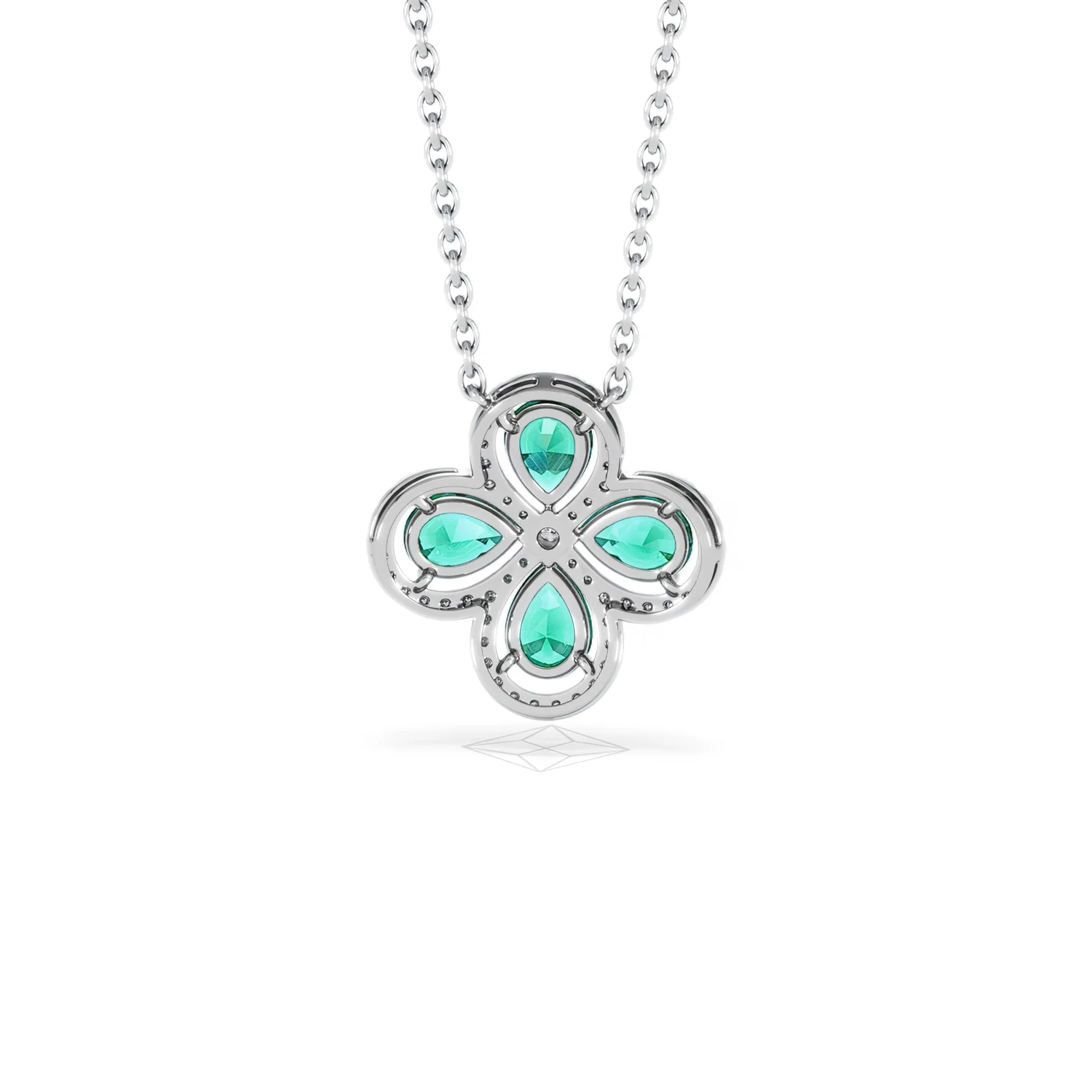 Bloom 3.20ct Lab Emerald and Lab Diamond Necklace in 18K White Gold - Image 48