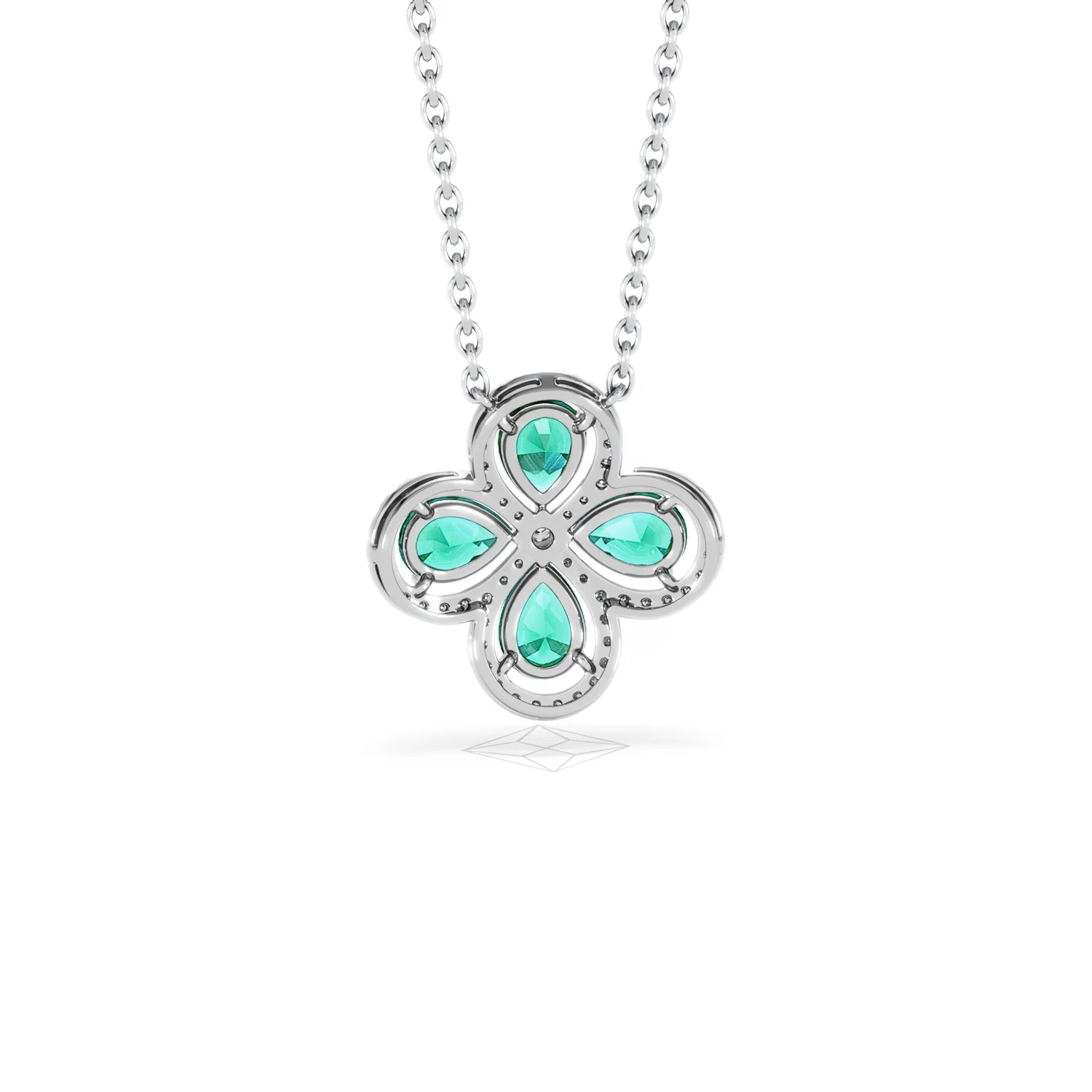 Bloom 3.20ct Lab Emerald and Lab Diamond Necklace in 18K White Gold - Image 50