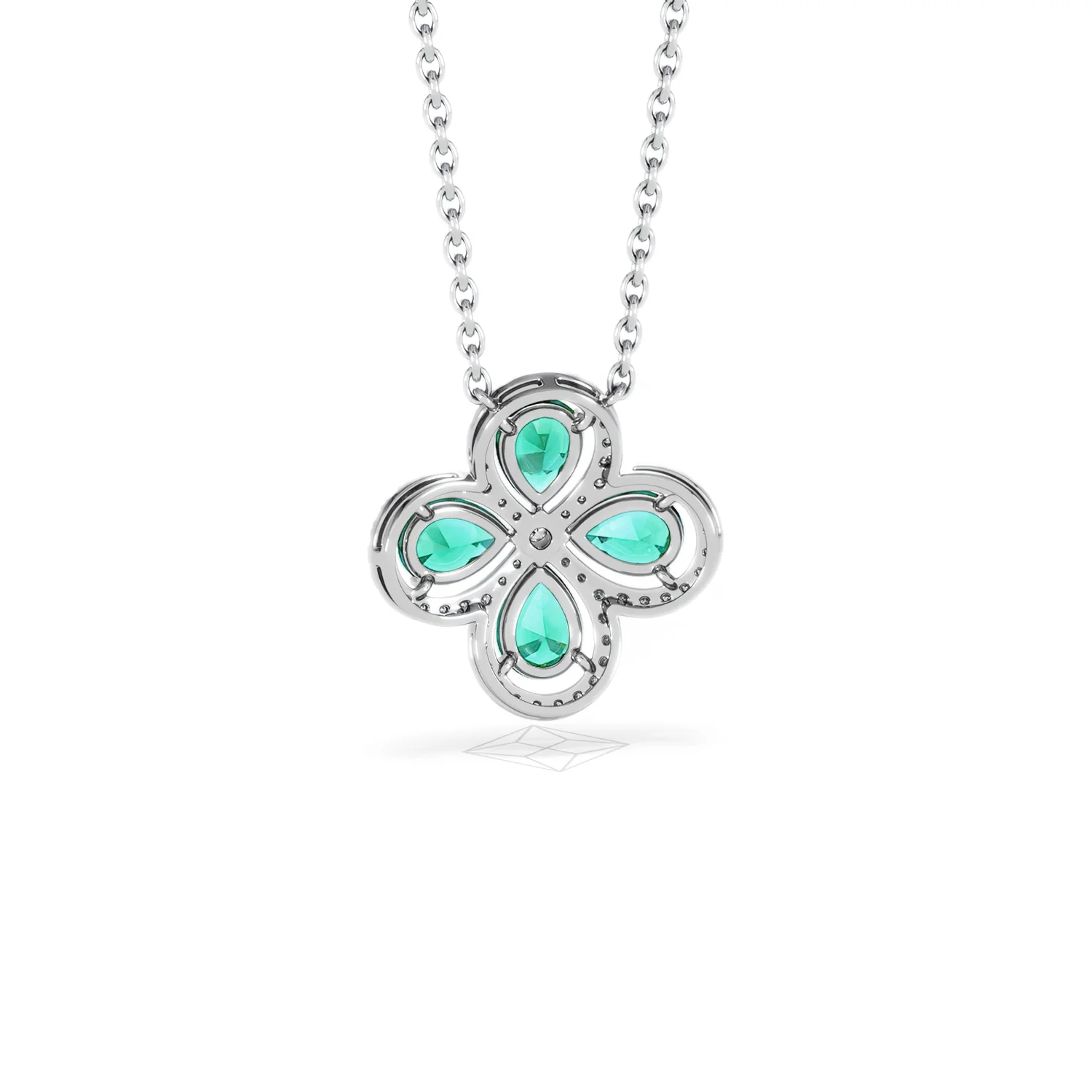 Bloom 3.20ct Lab Emerald and Lab Diamond Necklace in 18K White Gold - Image 51