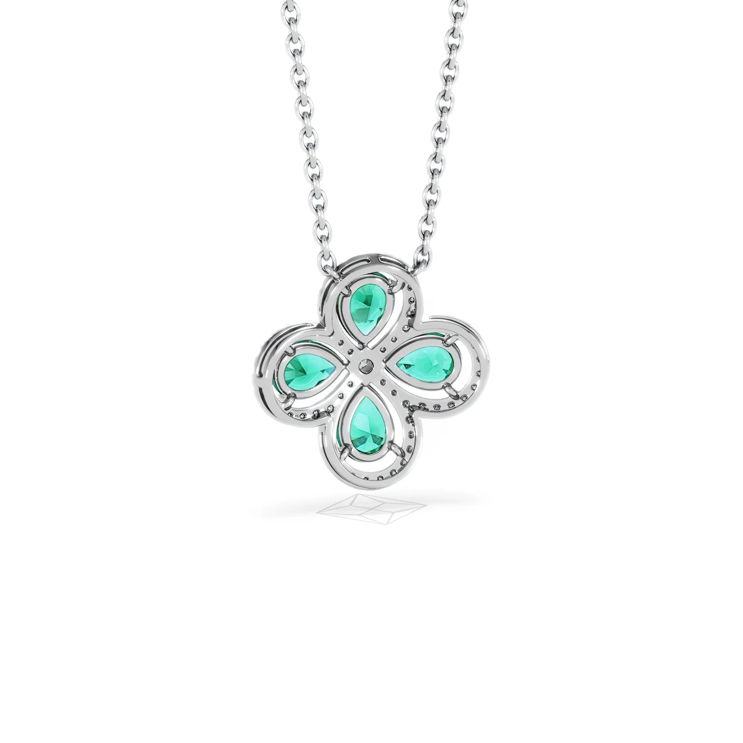 Bloom 3.20ct Lab Emerald and Lab Diamond Necklace in 18K White Gold - Image 52