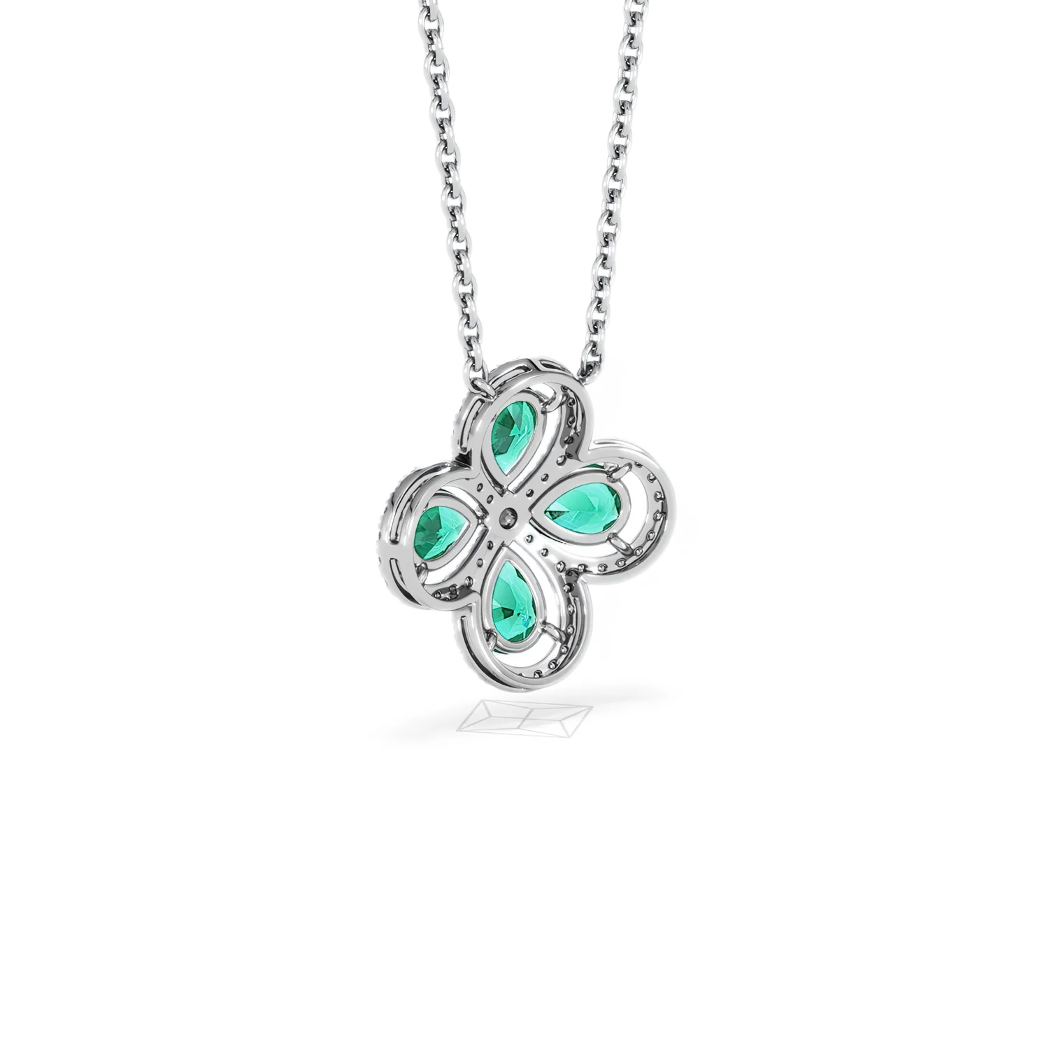 Bloom 3.20ct Lab Emerald and Lab Diamond Necklace in 18K White Gold - Image 56
