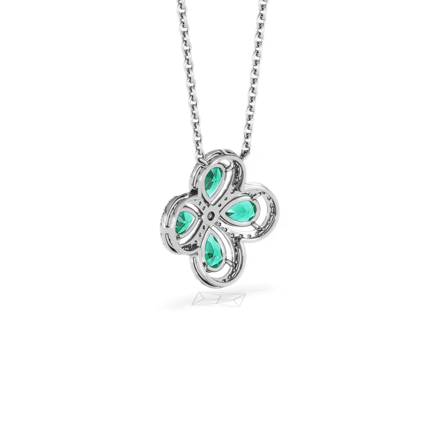 Bloom 3.20ct Lab Emerald and Lab Diamond Necklace in 18K White Gold - Image 57