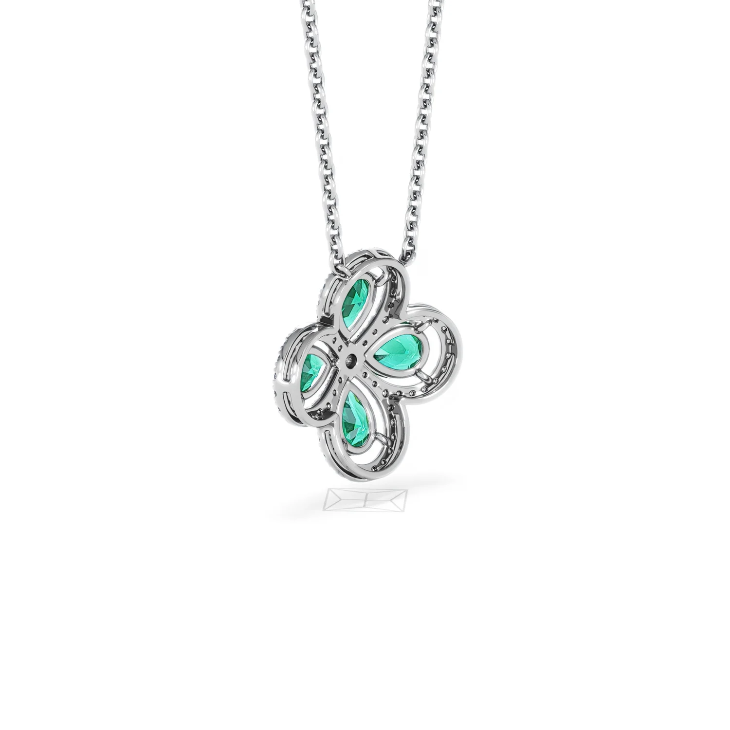 Bloom 3.20ct Lab Emerald and Lab Diamond Necklace in 18K White Gold - Image 58