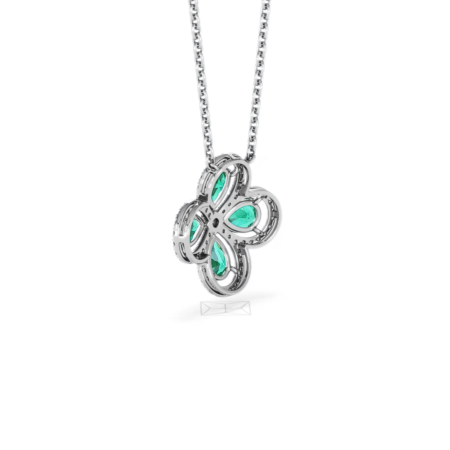 Bloom 3.20ct Lab Emerald and Lab Diamond Necklace in 18K White Gold - Image 59